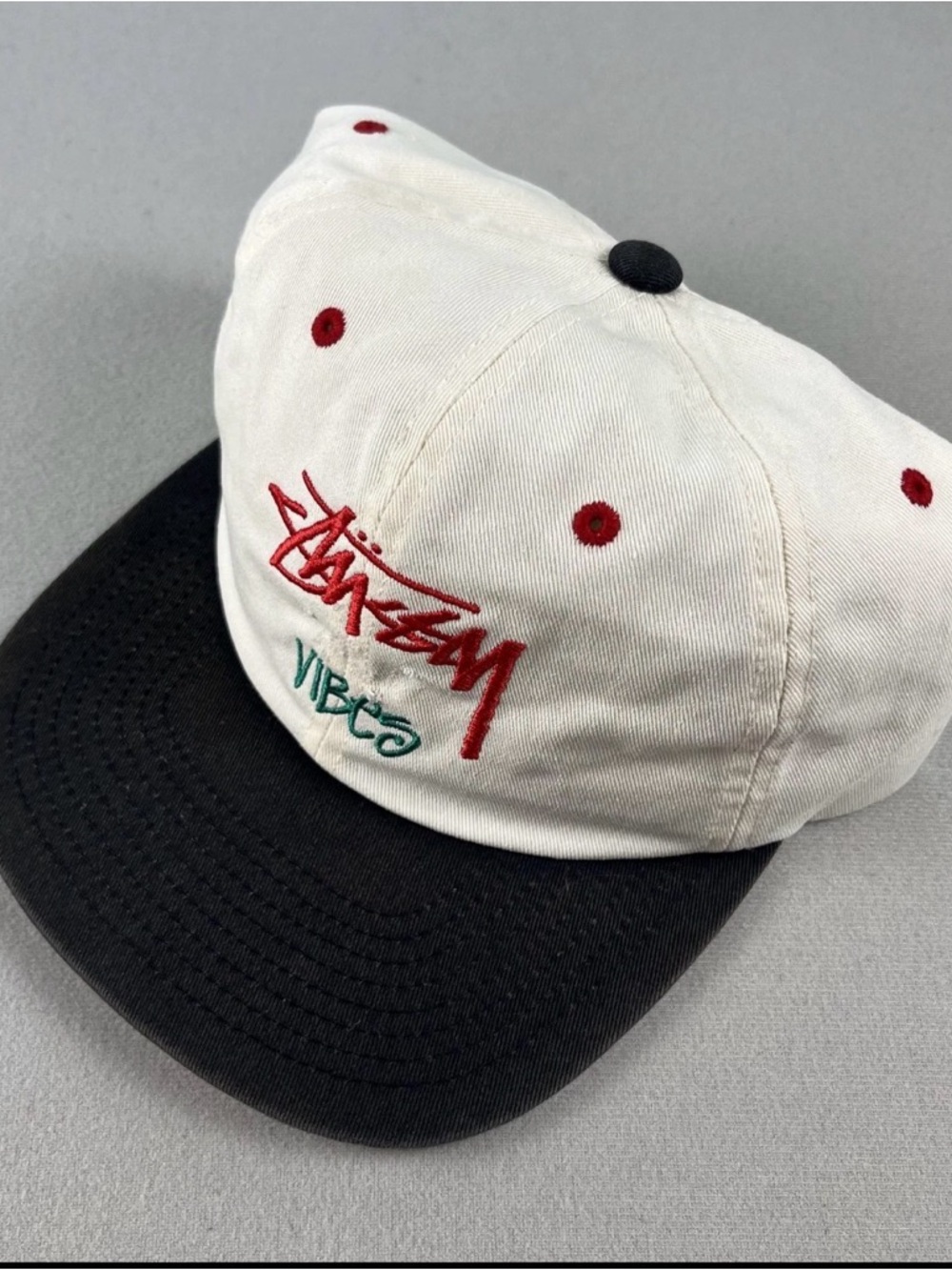 Stussy Irie Vibes Hat Cap Snapback Cream Black Twill Rastafari Skater Hip Hop